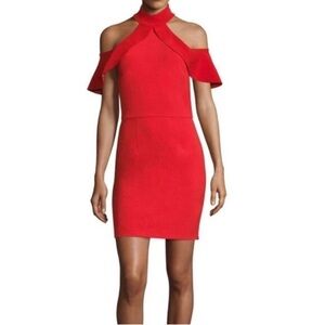 Alice + Olivia Vibrant Red Cold Shoulder Mini Dress